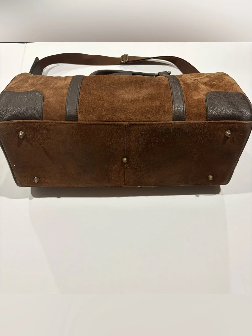Marlboro Vintage Leather Suede Grit Weekender Duffel Bag Brown large